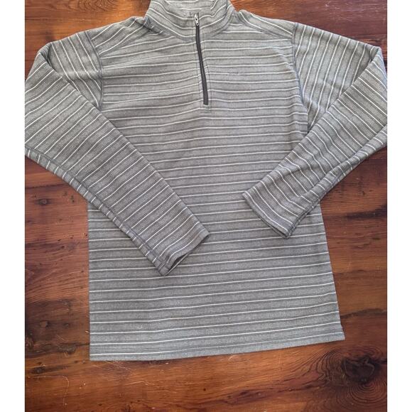 Patagonia Other - PATAGONIA Striped Fleece Pull Over Kids XXL Base Layer 1/4 Zip Mock Neck Gray